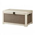 Aufbewahrungstruhe 110 x 55 x 60 cm aus Kunststoff Beige/Braun in Rattanoptik