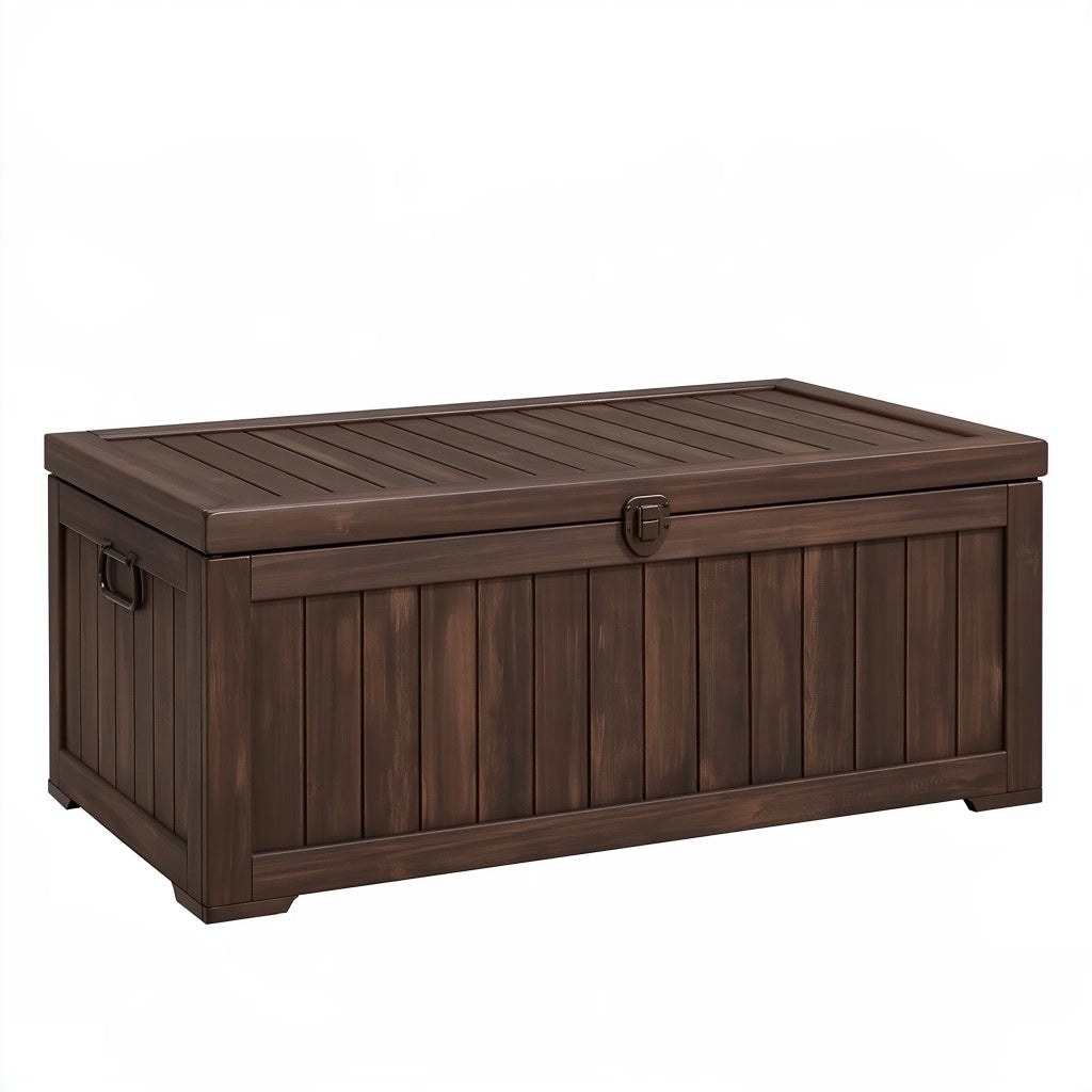 Aufbewahrungsbox 120 x 55 x 60 cm Kunststoff Dunkelbraun für Außenbereich mit Klappdeckel