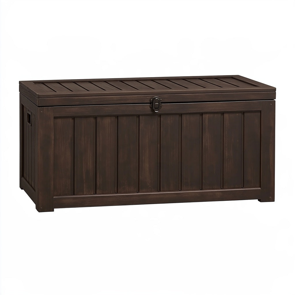 Aufbewahrungsbank 120 x 55 x 60 cm Kunststoff Dunkelbraun mit Klappdeckel