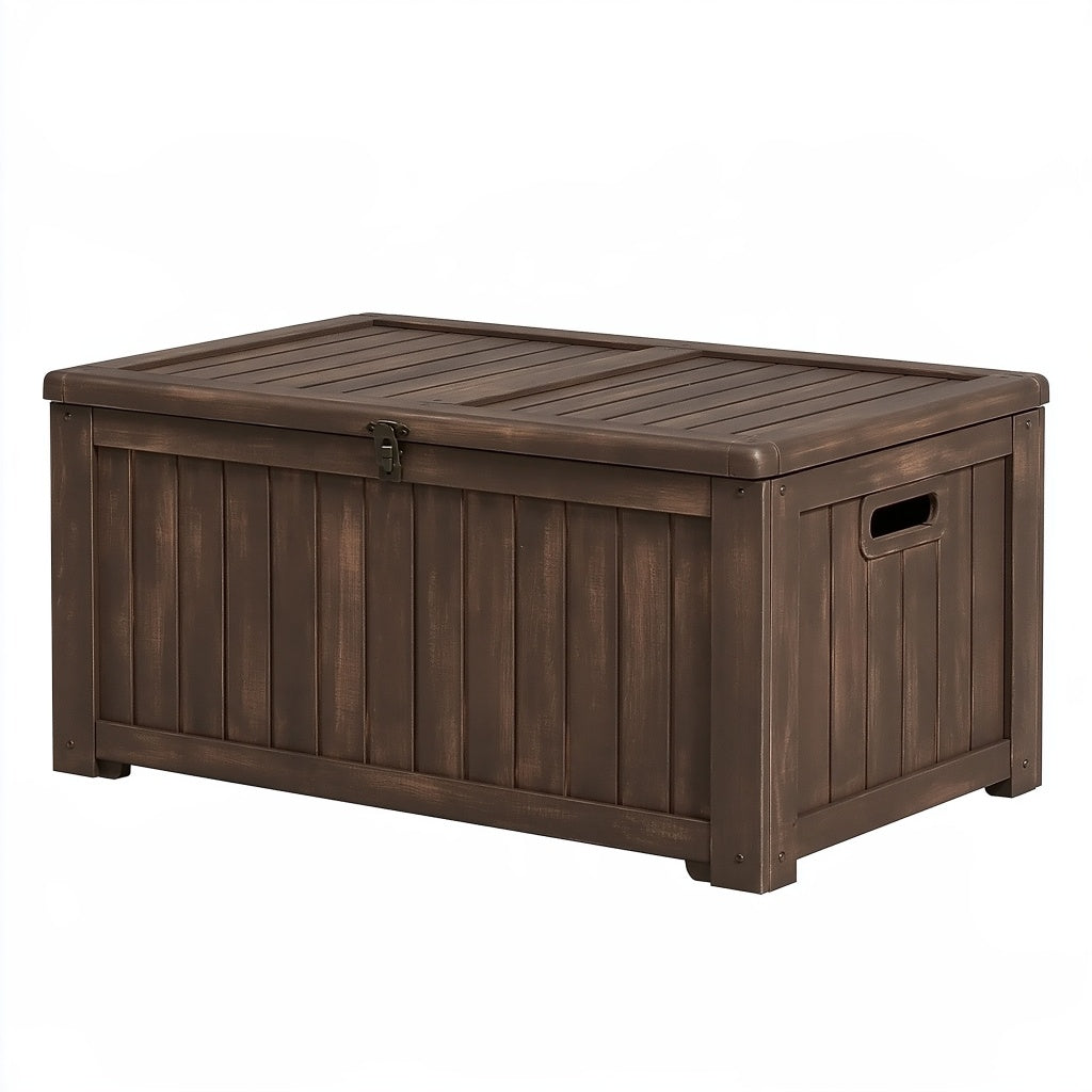 Aufbewahrungsbox 120 x 60 x 63 cm Kunststoff Dunkelbraun für Garten mit Klappdeckel