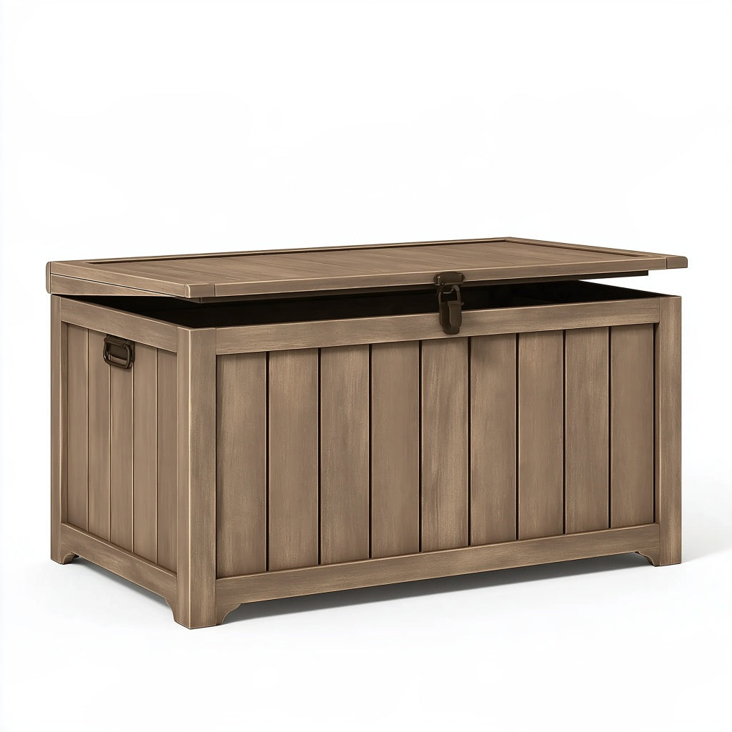 Garten Aufbewahrungsbox 120 x 60 x 65 cm aus Holz in Braun mit Klappdeckel