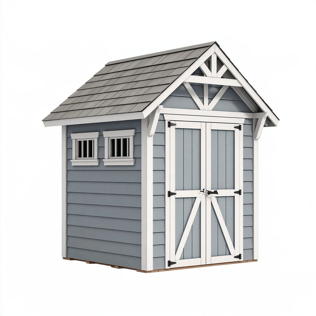 Gartenhaus 180 x 120 x 220 cm aus Holz Grau Weiß im Landhausstil