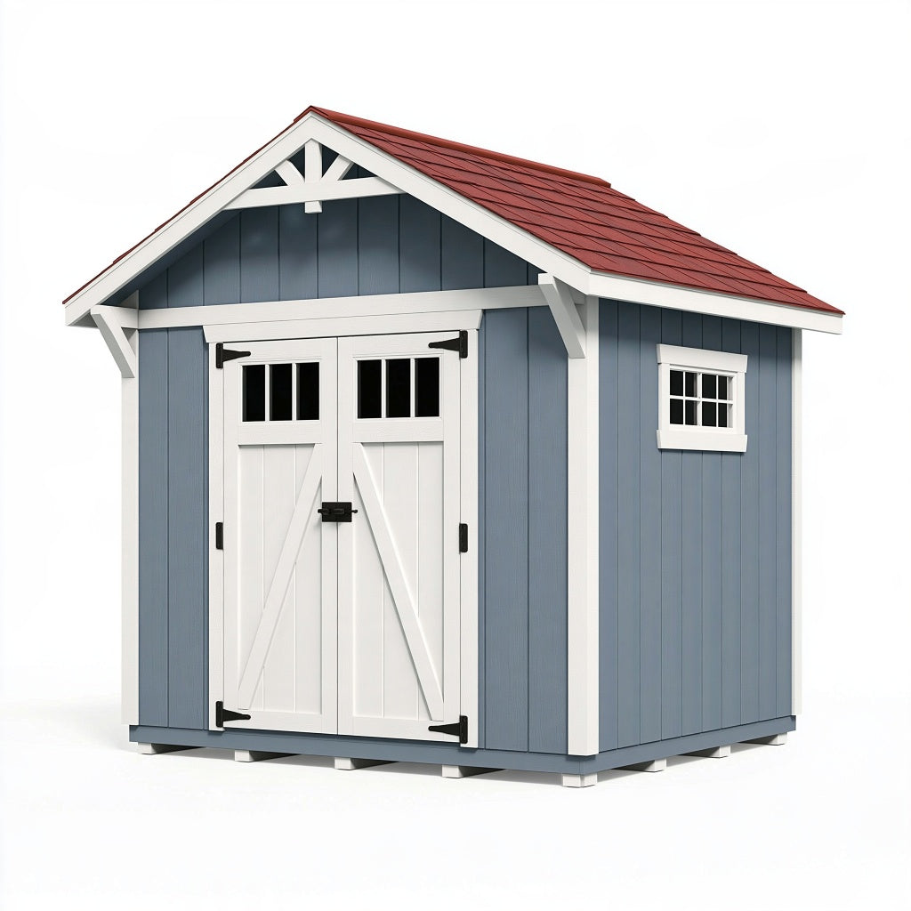Gartenhaus 240 x 180 x 220 cm aus Holz Blau Weiß mit Doppeltür Landhausstil