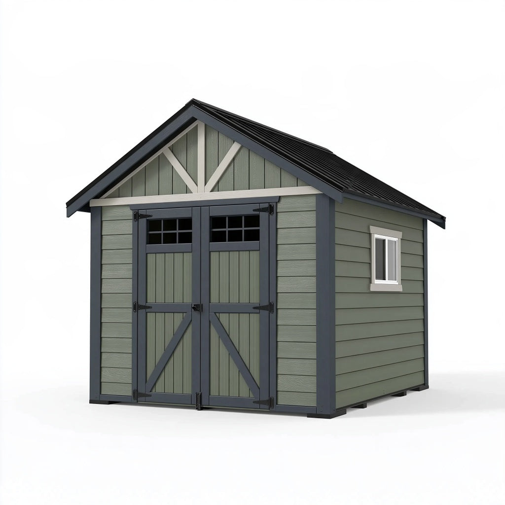 Gartenhaus 220 x 180 x 230 cm aus Holz in Grün Anthrazit mit Doppeltür