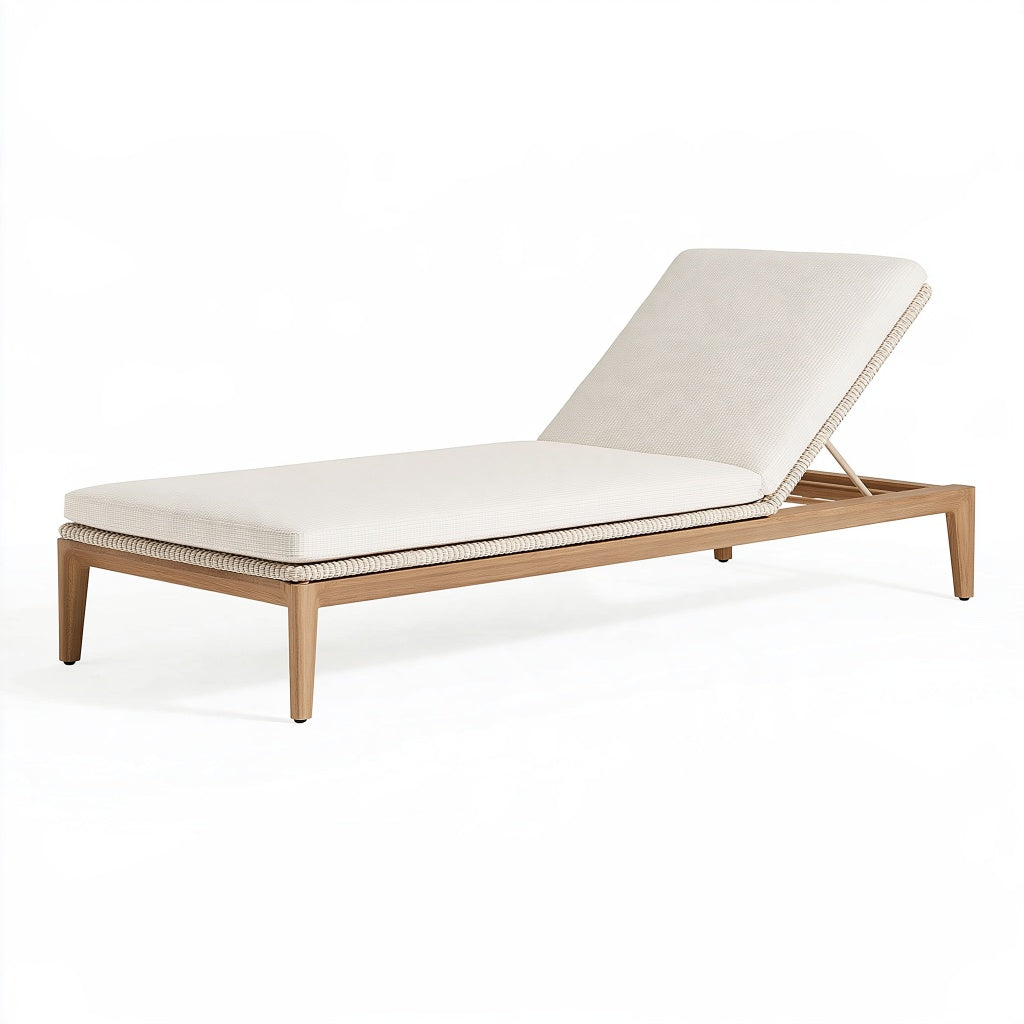 Sonnenliege 200 x 70 x 85 cm Holz Beige mit verstellbarer Rückenlehne für Garten und Terrasse
