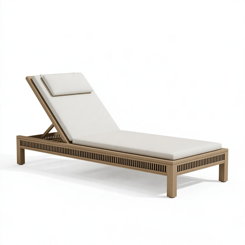 Gartenliege 200 x 70 cm Holz Creme verstellbare Rückenlehne