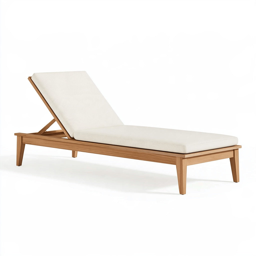 Sonnenliege 200 x 70 cm Holz creme verstellbare Rückenlehne für Garten und Terrasse
