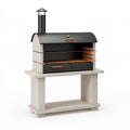 Grillkamin 120 x 70 x 210 cm Beton Stahl Schwarz für Holzkohle mit Kaminabzug