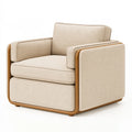 Sessel 100 x 90 x 78 cm mit Stoffbezug in Beige und Holzgestell - gepolstert