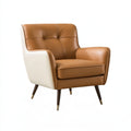 Sessel 82 x 84 x 94 cm aus Kunstleder in Cognac Creme im Mid-Century-Stil