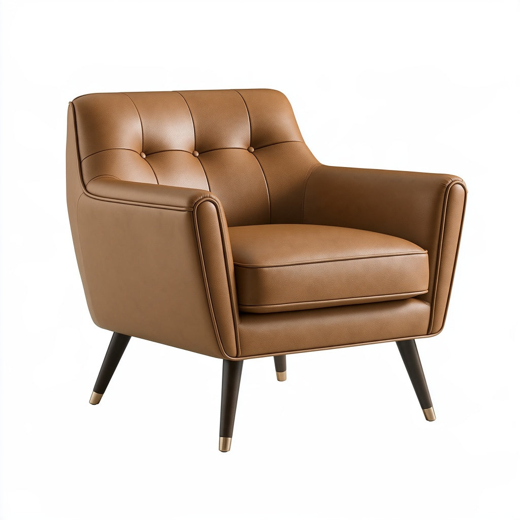 Sessel 82 x 78 x 88 cm Braun Kunstlederbezug - gepolsterter Retro Stil