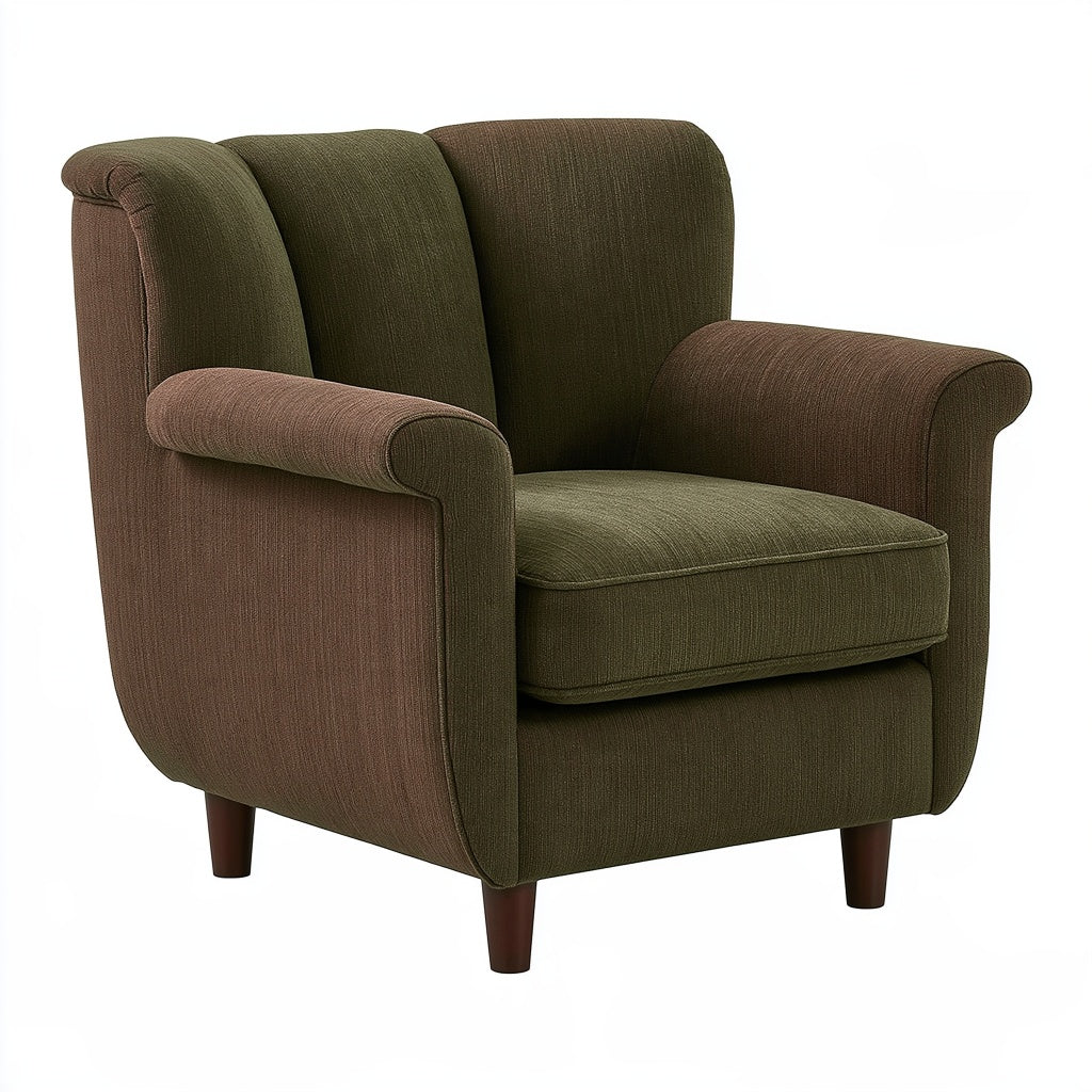 Armlehnensessel 85 x 88 x 95 cm Textilbezug Olivgrün Braun - gepolsterter Loungesessel