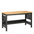 Werkbank 120 x 60 x 90 cm Holz Metall Natur Schwarz mit Ablageboden
