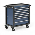 Werkzeugwagen 78 x 46 x 96 cm Stahl Blau Schwarz mit 7 Schubladen für die Werkstatt