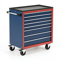 Werkzeugwagen 72 x 46 x 97 cm aus Stahl Blau Rot mit 9 Schubladen und Rollen