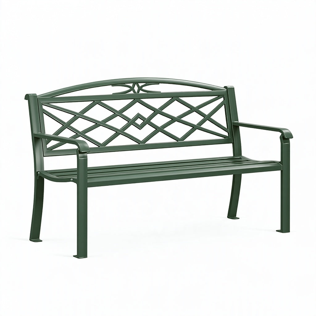 Gartenbank 120 x 60 x 88 cm Metall Grün mit Rückenlehne